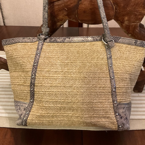 Coach Hampton Python straw bag - Picture 6 of 13